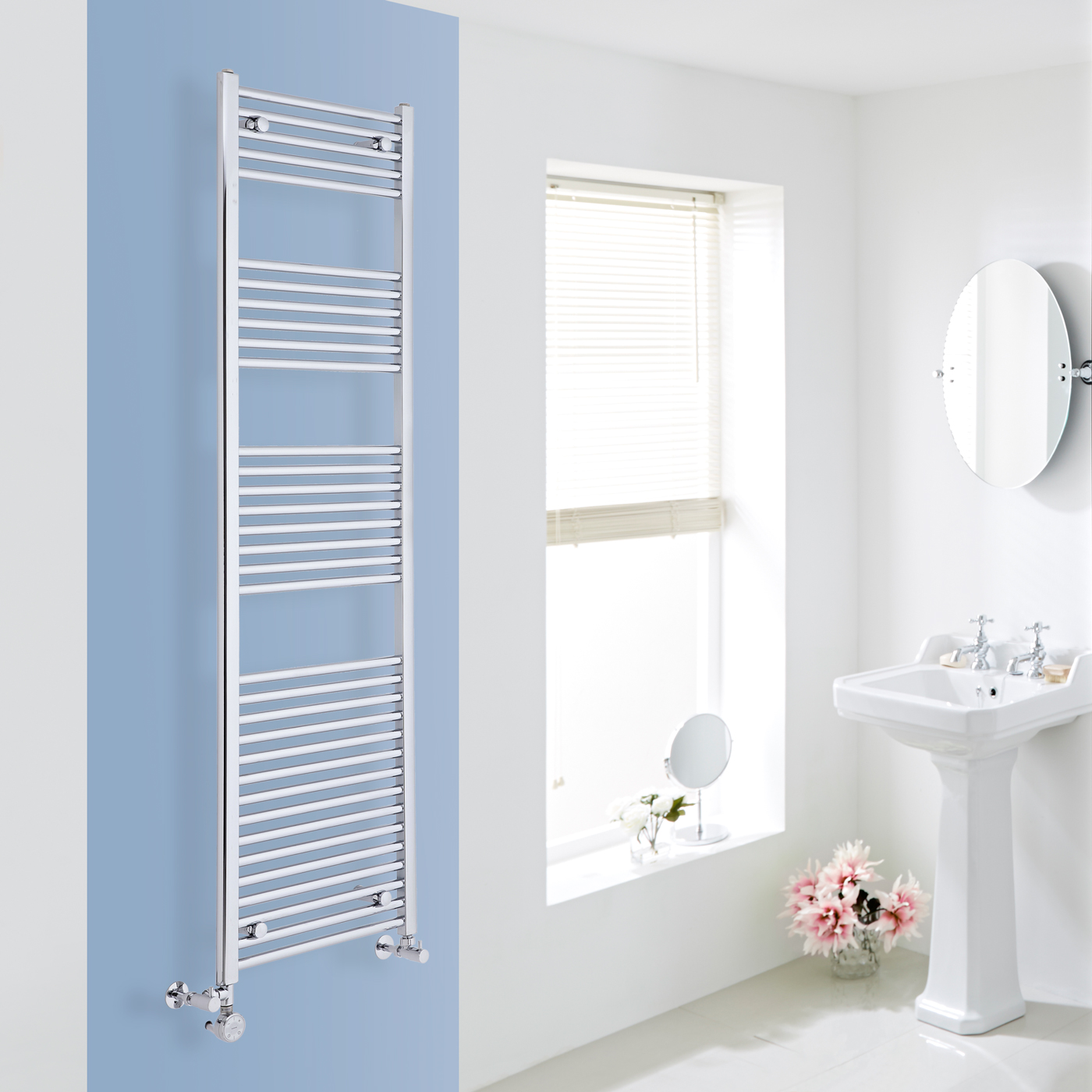 Ischia Handdoekradiator Dual Fuel Chroom 180cm x 50cm x 3cm 667 Watt