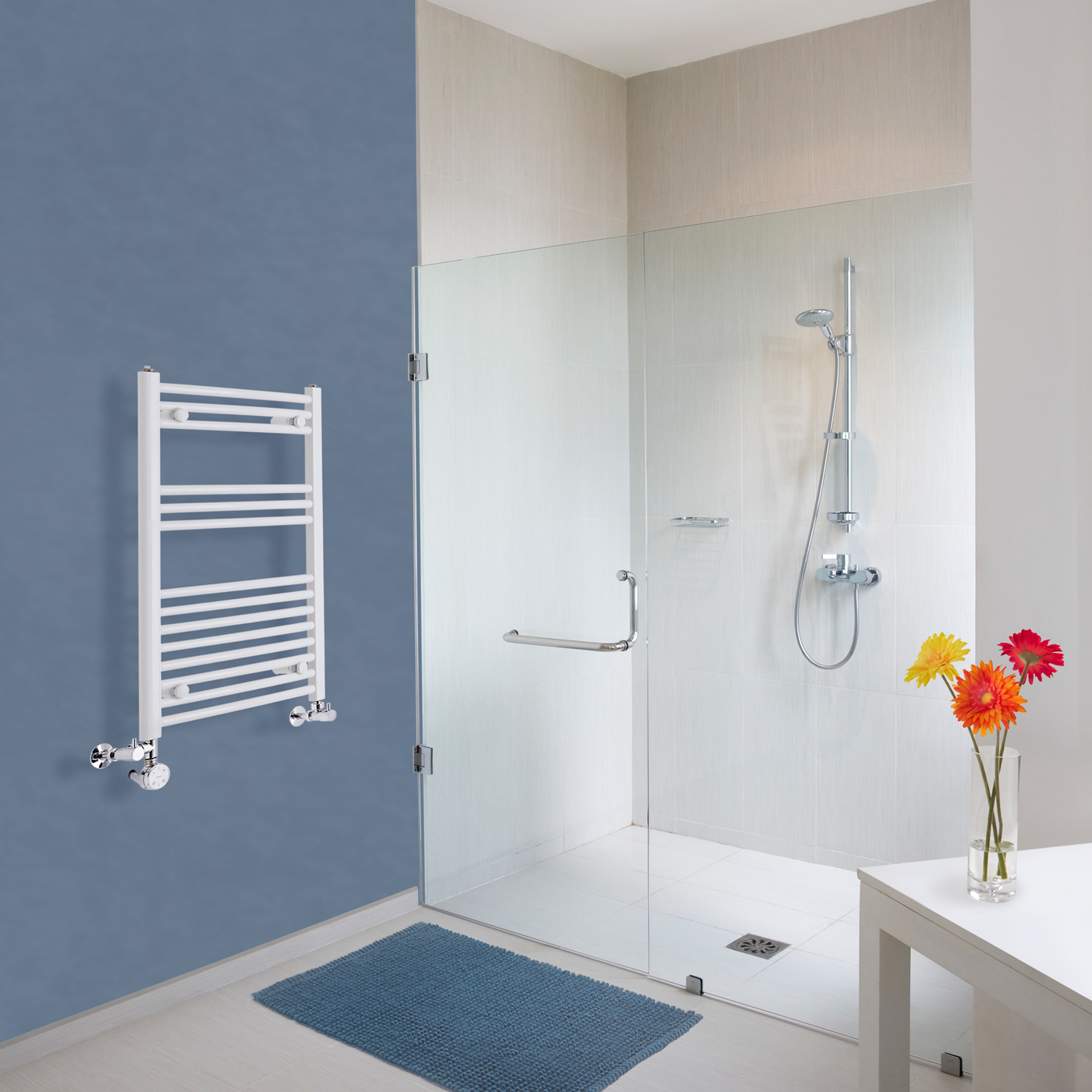 Etna Gebogen Handdoekradiator Dual Fuel Wit 80cm x 50cm x 4,5cm 426 Watt