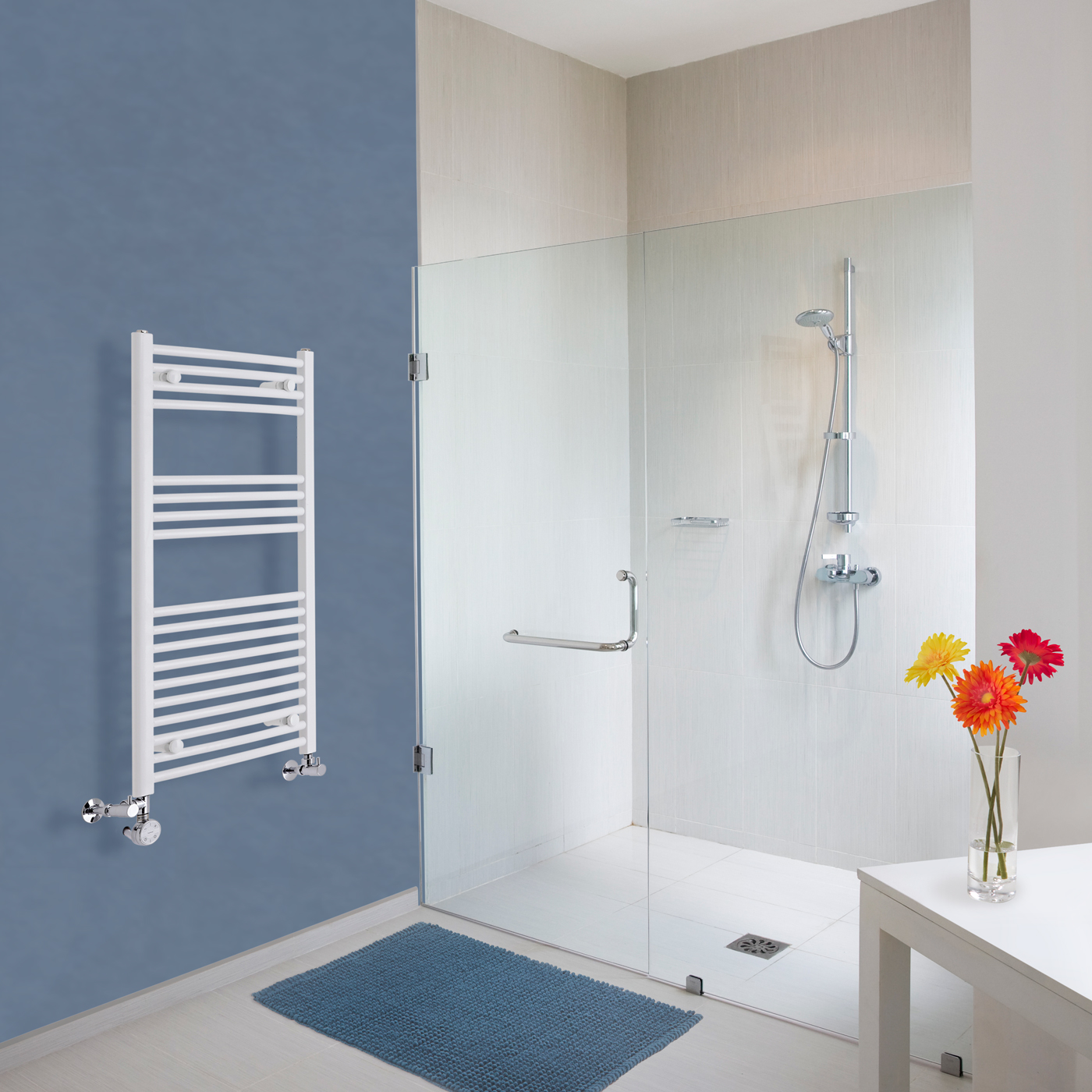 Etna Gebogen Handdoekradiator Dual Fuel Wit 100cm x 50cm x 4,5cm 540 Watt
