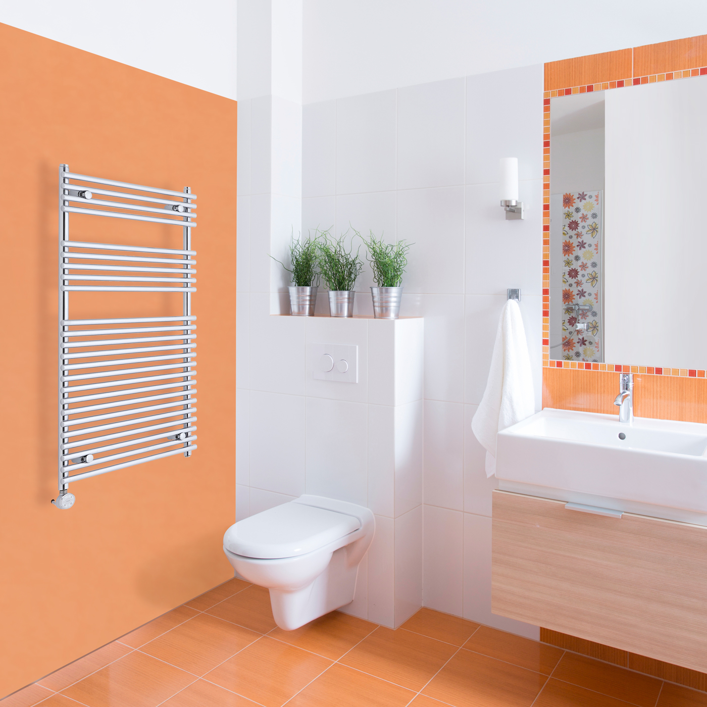 Ischia Handdoekradiator Elektrisch Chroom 115cm x 60cm x 8,4cm