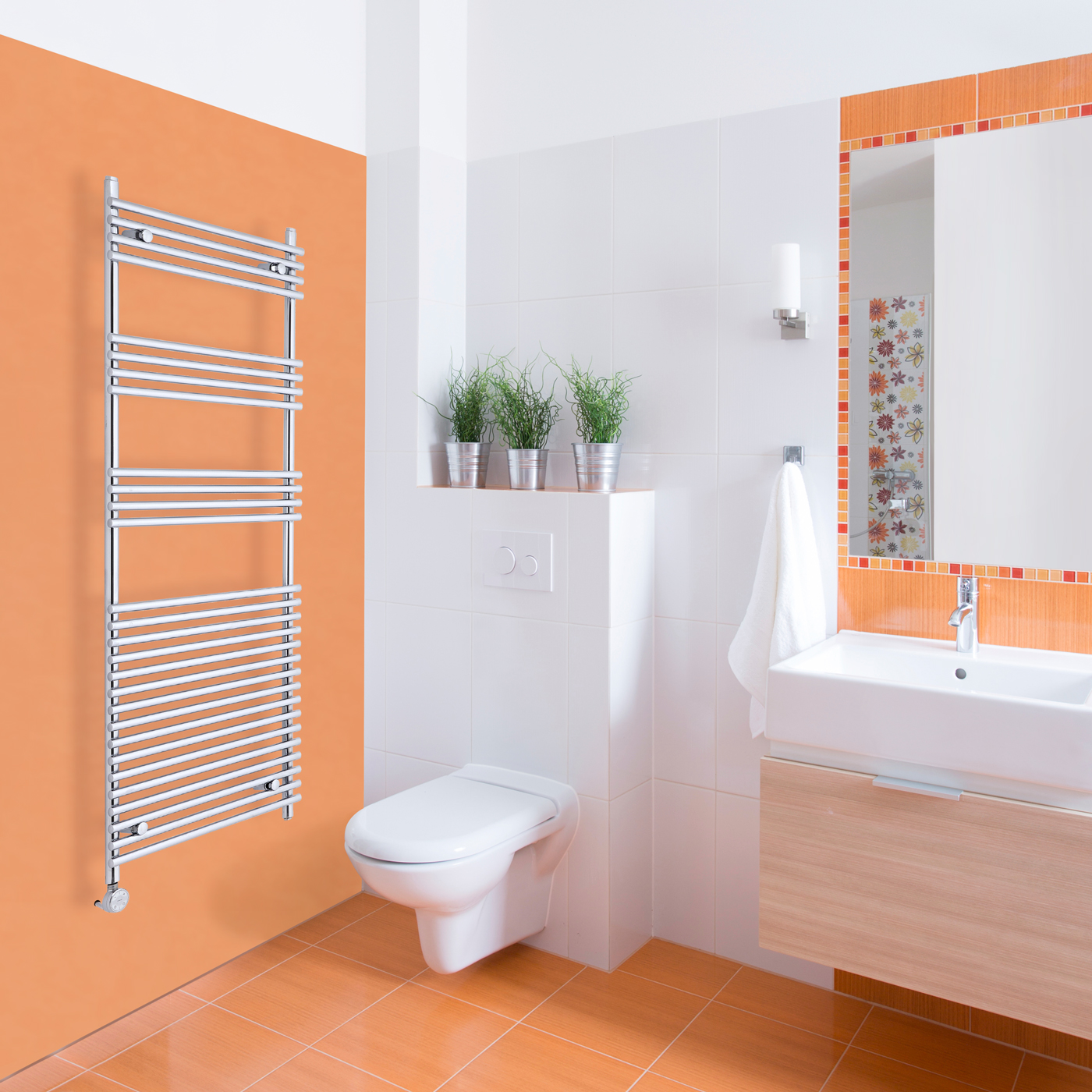 Ischia Handdoekradiator Elektrisch Chroom 165cm x 60cm x 8,4cm