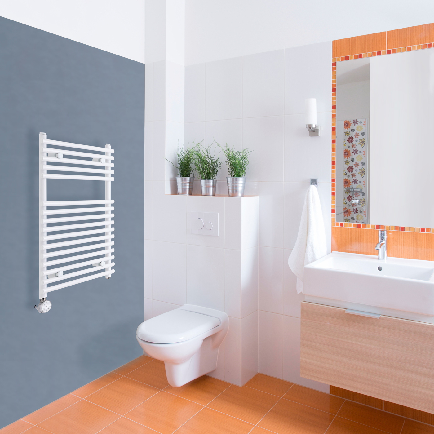 Ischia Handdoekradiator Elektrisch Wit 75cm x 45cm x 7cm