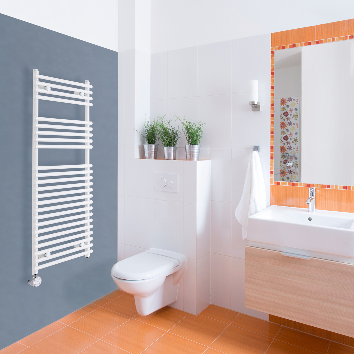 Ischia Handdoekradiator Elektrisch Wit 115cm x 45cm x 7cm