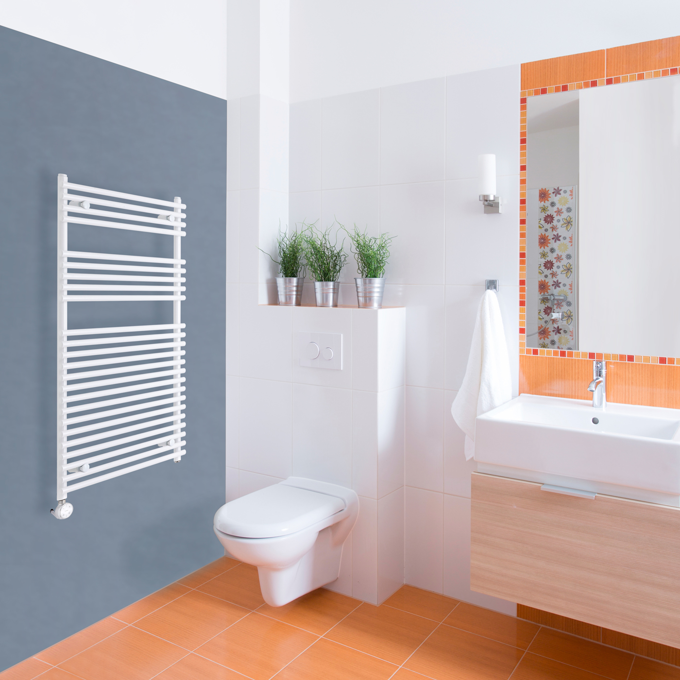 Ischia Handdoekradiator Elektrisch Wit 115cm x 60cm x 7cm