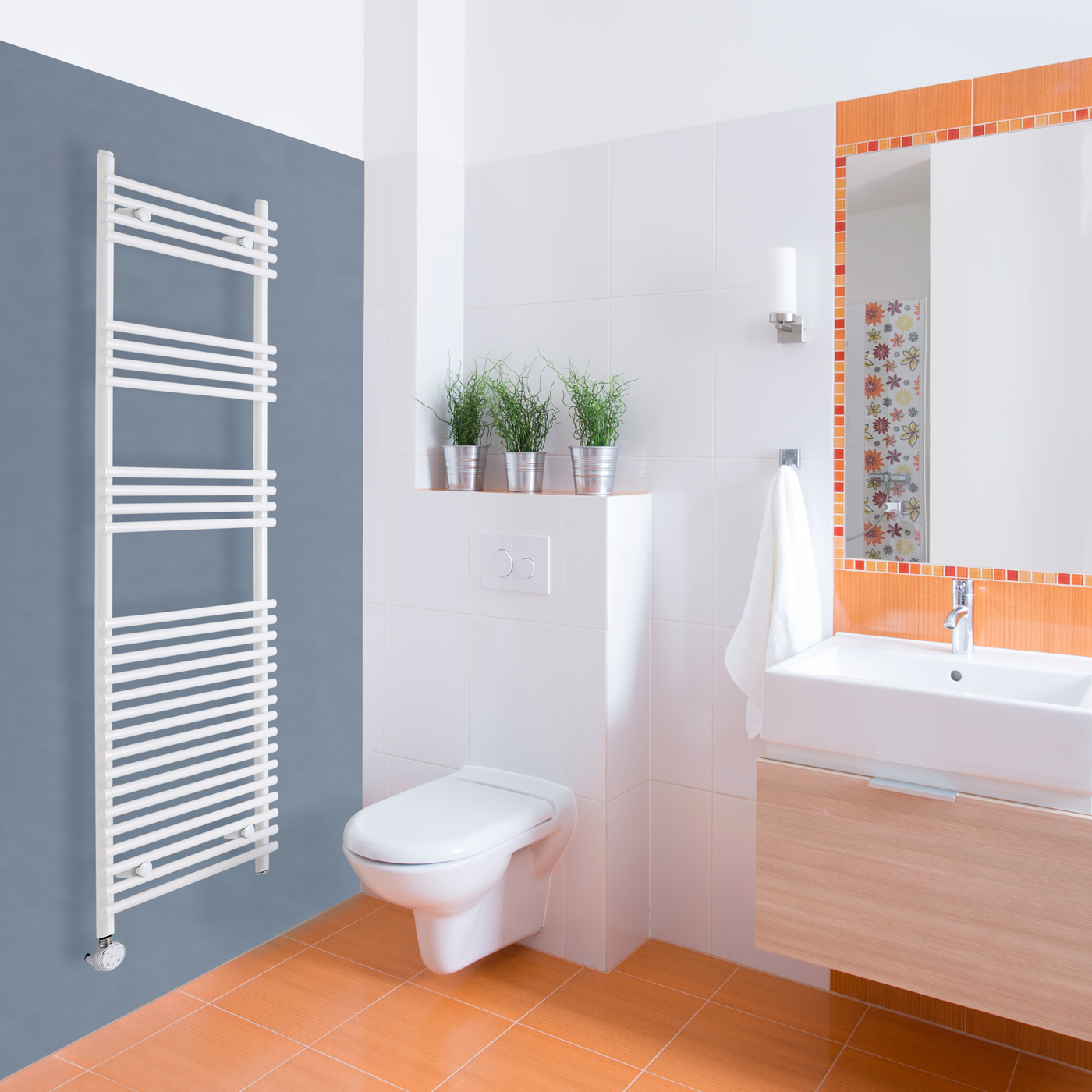 Ischia Handdoekradiator Elektrisch Wit 165cm x 45cm x 8,4cm