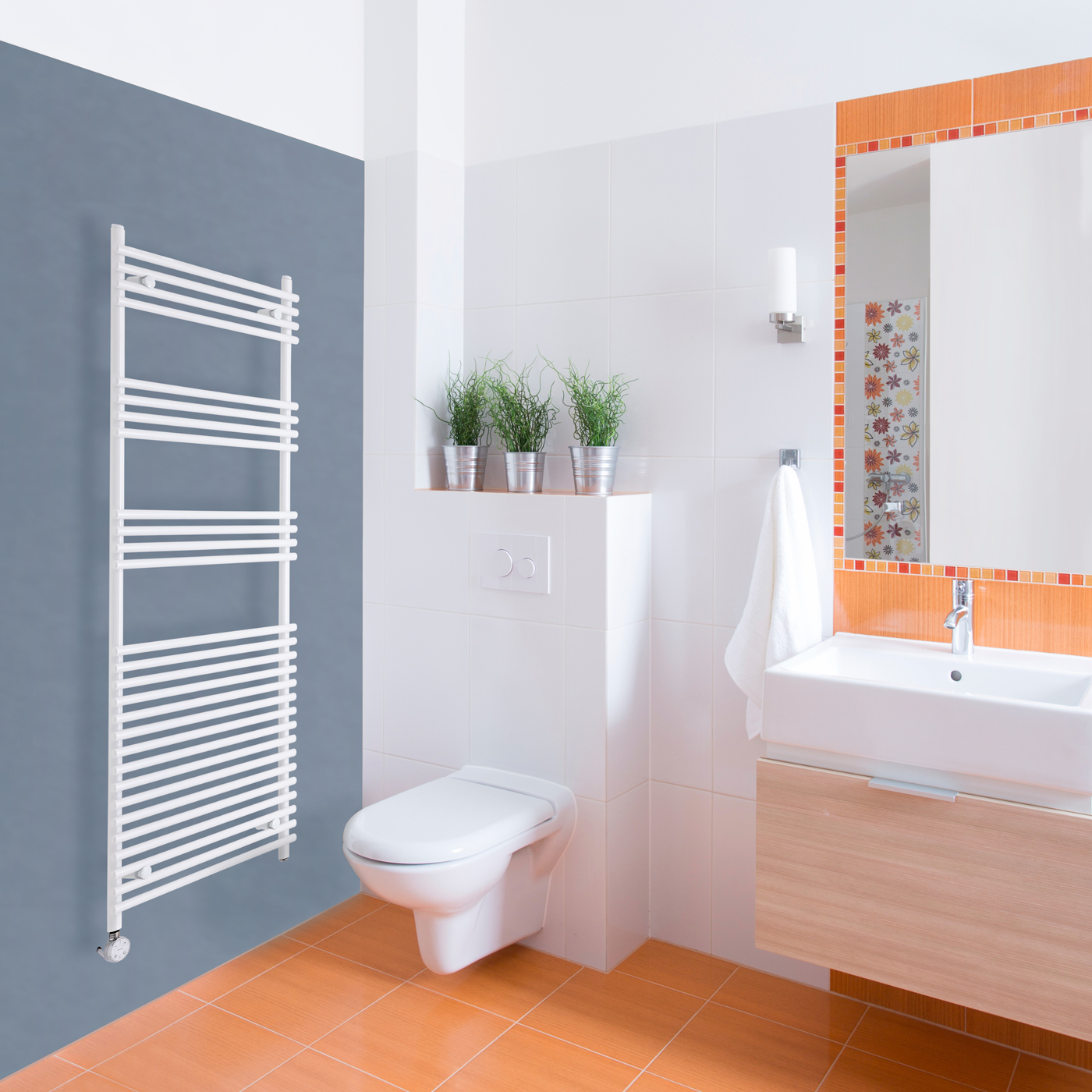 Ischia Handdoekradiator Elektrisch Wit 165cm x 60cm x 5,4cm