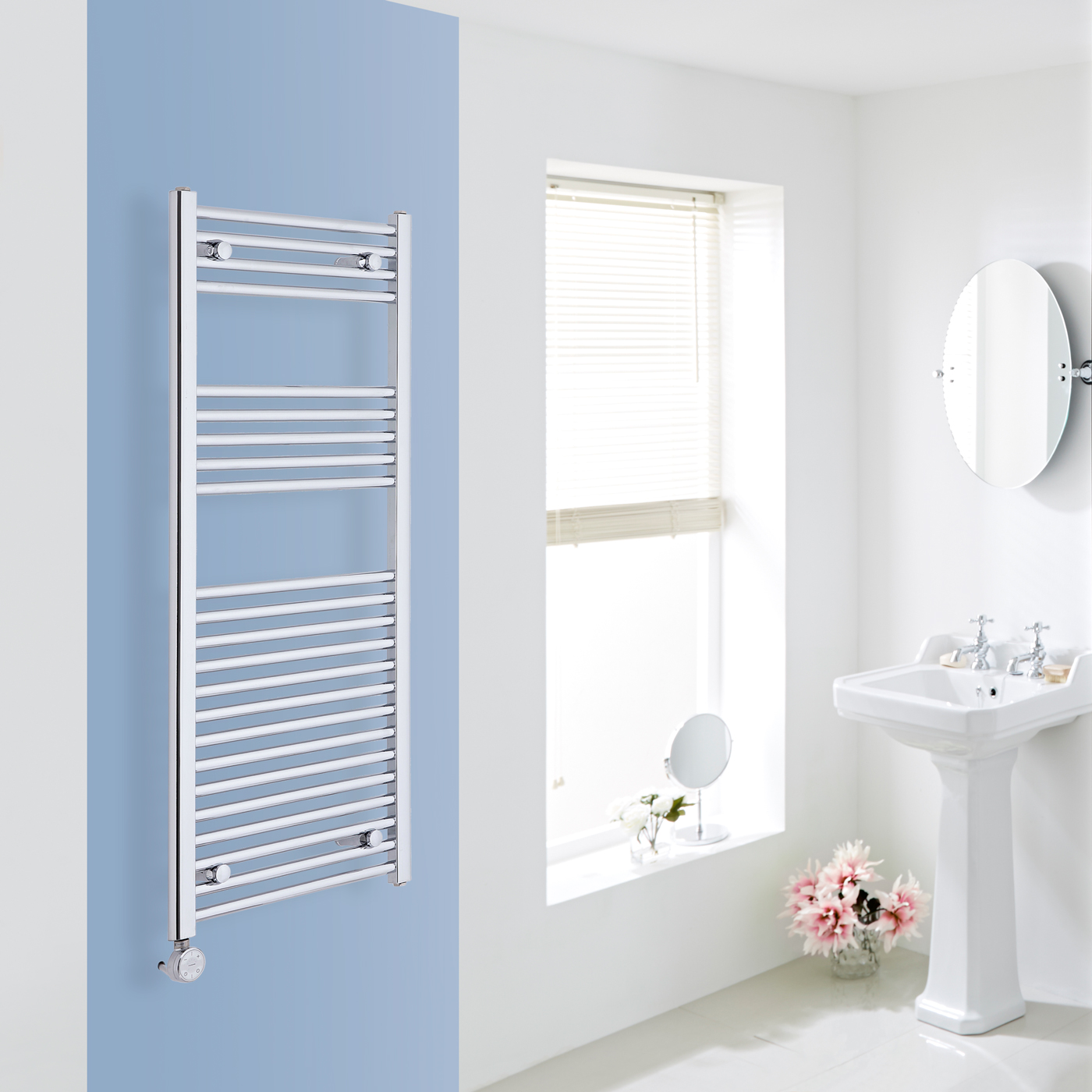Ischia Handdoekradiator Elektrisch Chroom 120cm x 50cm x 3cm