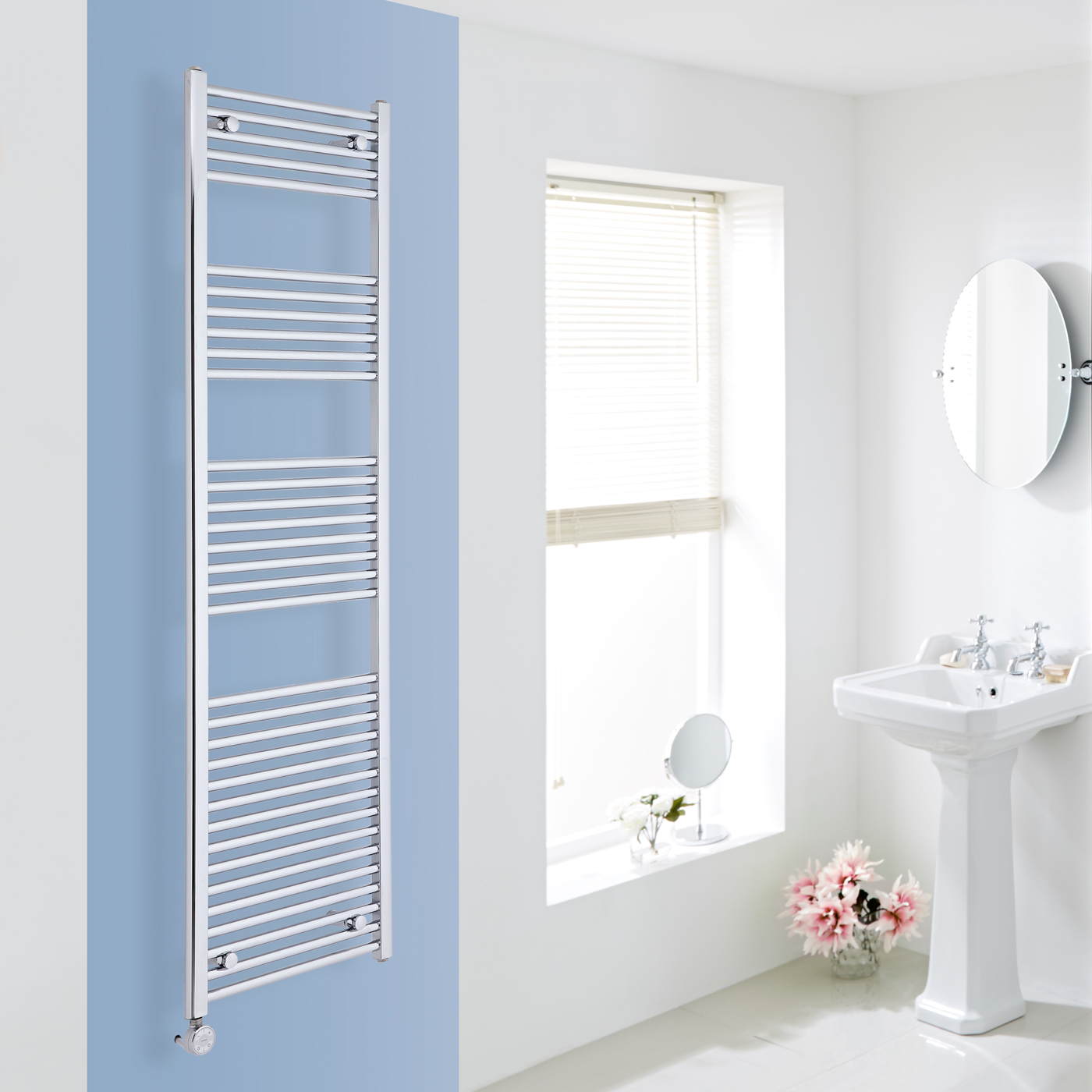 Ischia Handdoekradiator Elektrisch Chroom 180cm x 50cm x 3cm