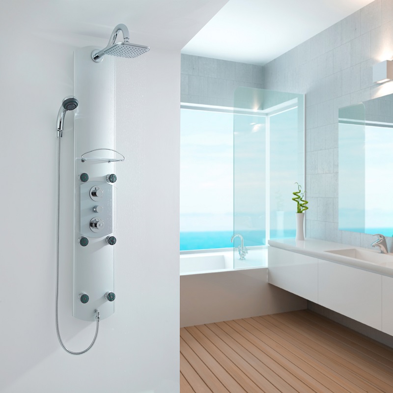 Curaçao Thermostatisch Douchepaneel met Planchet Hoek- en wandmontage