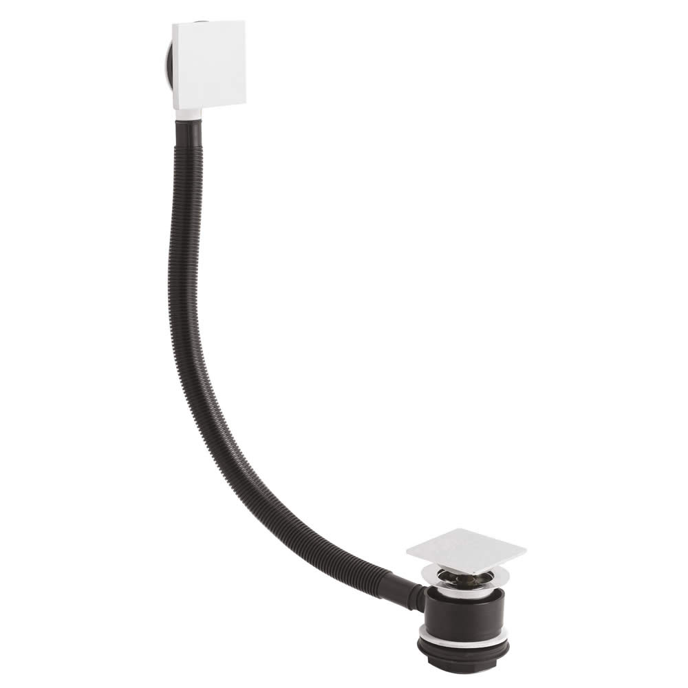 Vierkante bad afvoerplug en overloop combinatie (bad max.10mm dik)