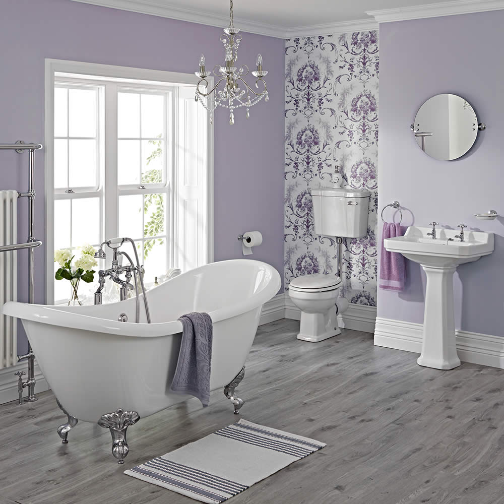 Carlton Complete Klassieke Badkamercombinatie - incl Halfhoog Toilet & Chromen Leeuwenpootjes