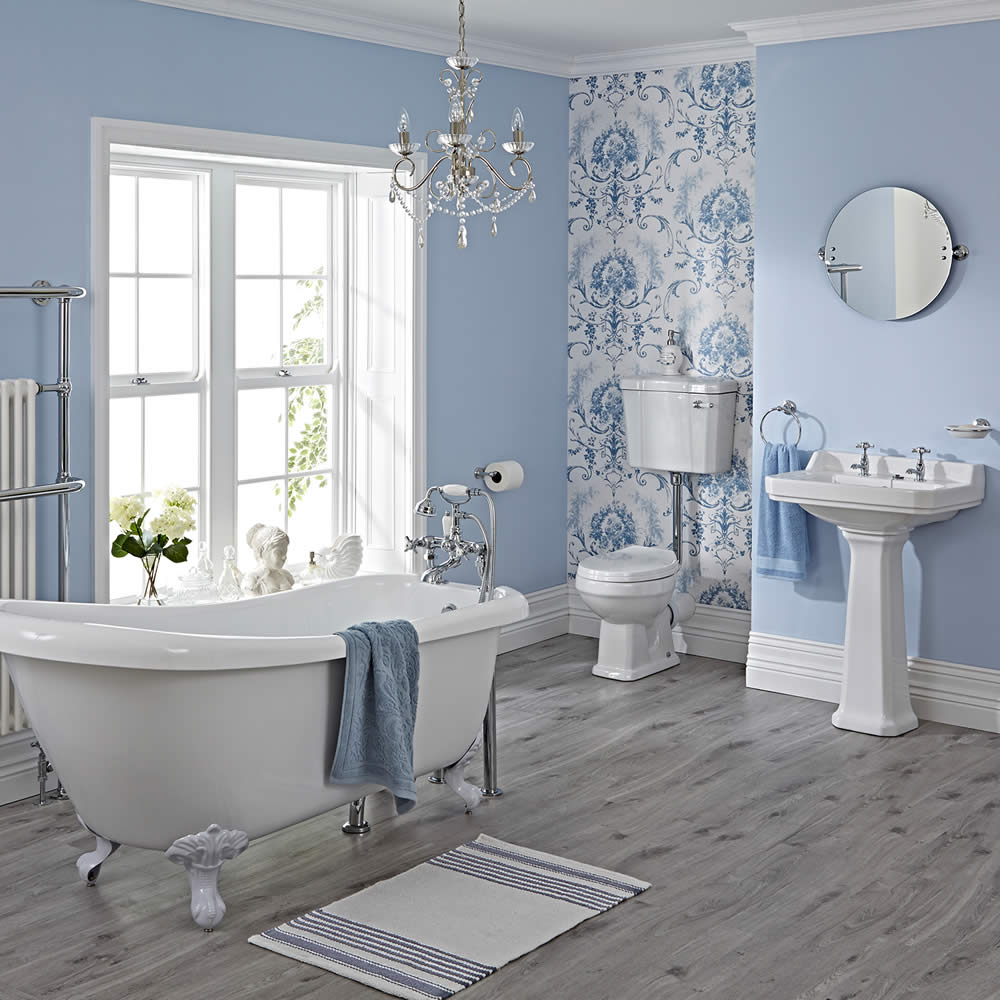 Carlton Complete Klassieke Badkamercombinatie - incl Halfhoog Toilet & Witte Leeuwenpootjes