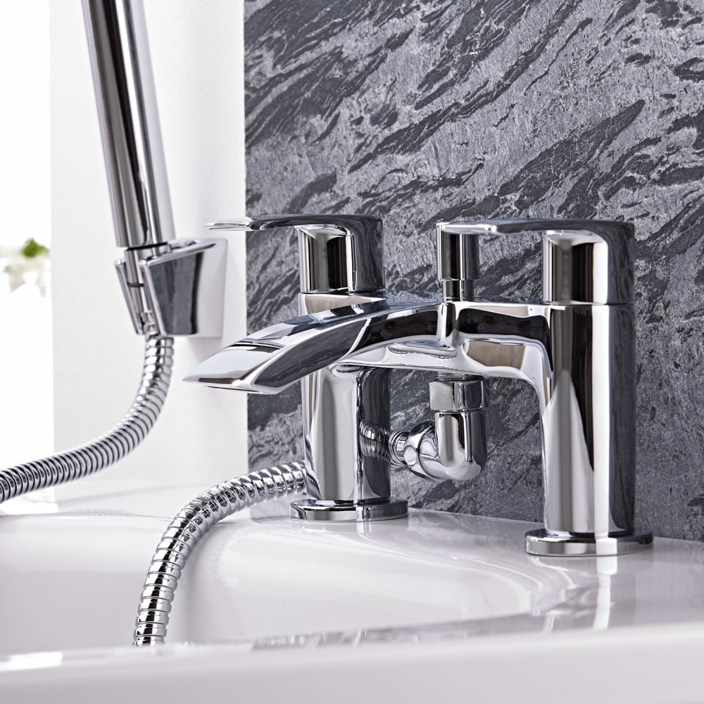 2-greeps Badmengkraan met watervaluitloop met Handdouche+houder