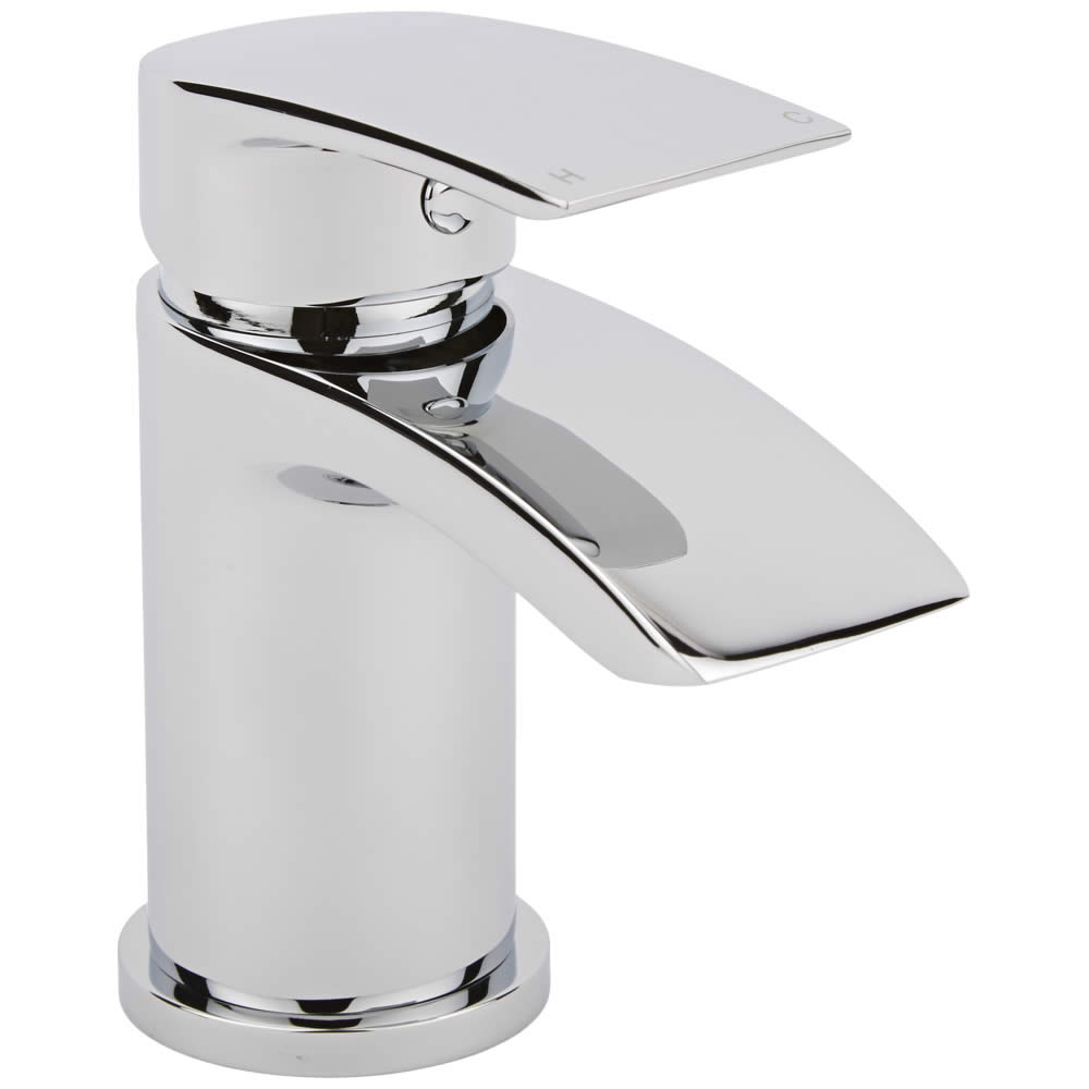 1-greeps Wastafelmengkraan met Watervaluitloop incl Drukknop Afvoerplug