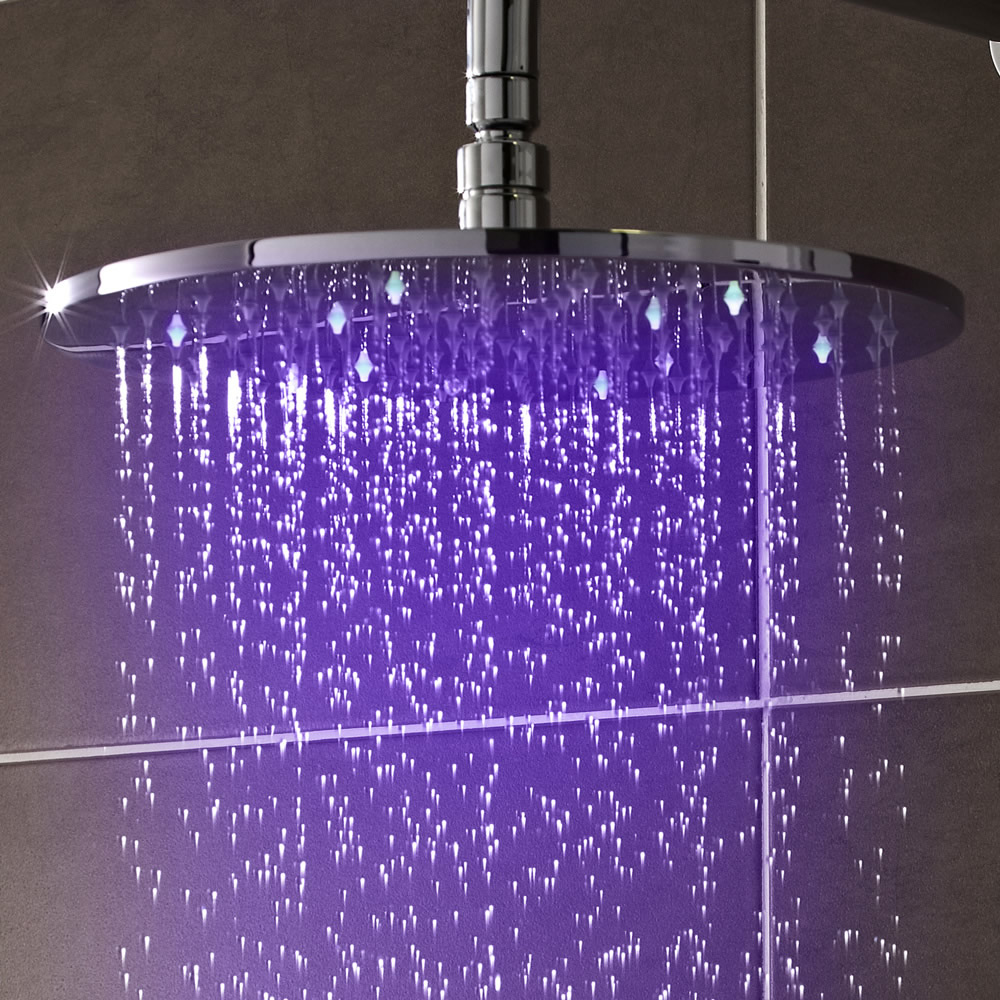 Waterbesparende Douchekop RVS Rond met LED Licht 30cm