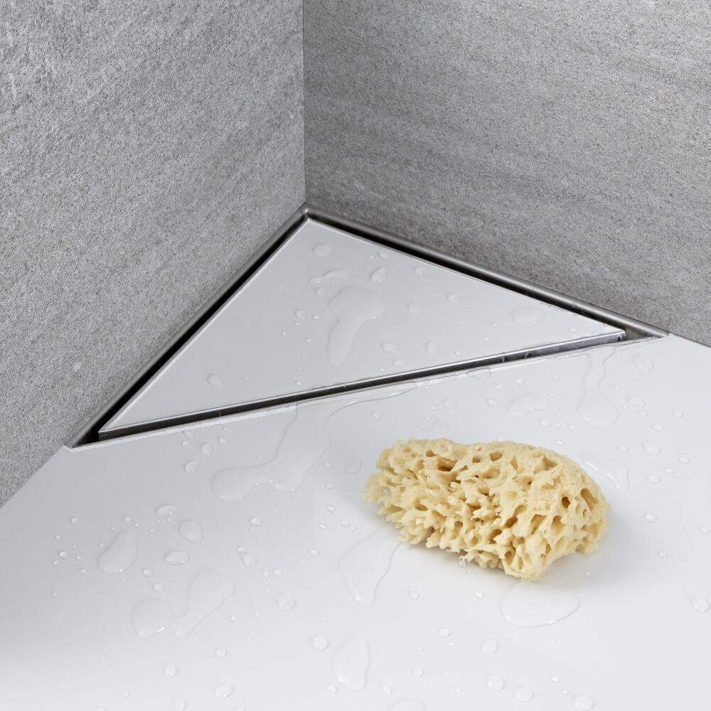 Doucheputje met Tegelinleg RVS Driehoek 26,2cm x 26,2cm x 9cm