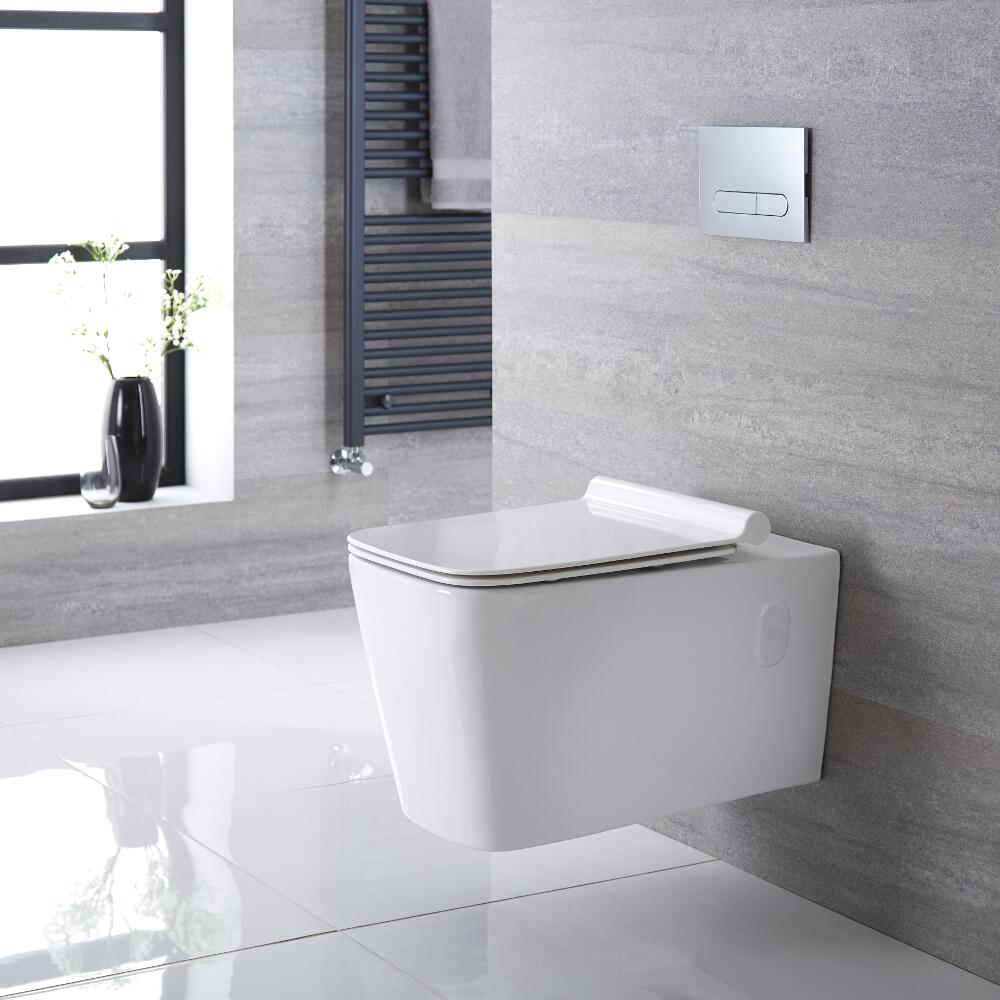 Elswick Hangend Keramiek Toilet incl WC Bril Vierkant Wit