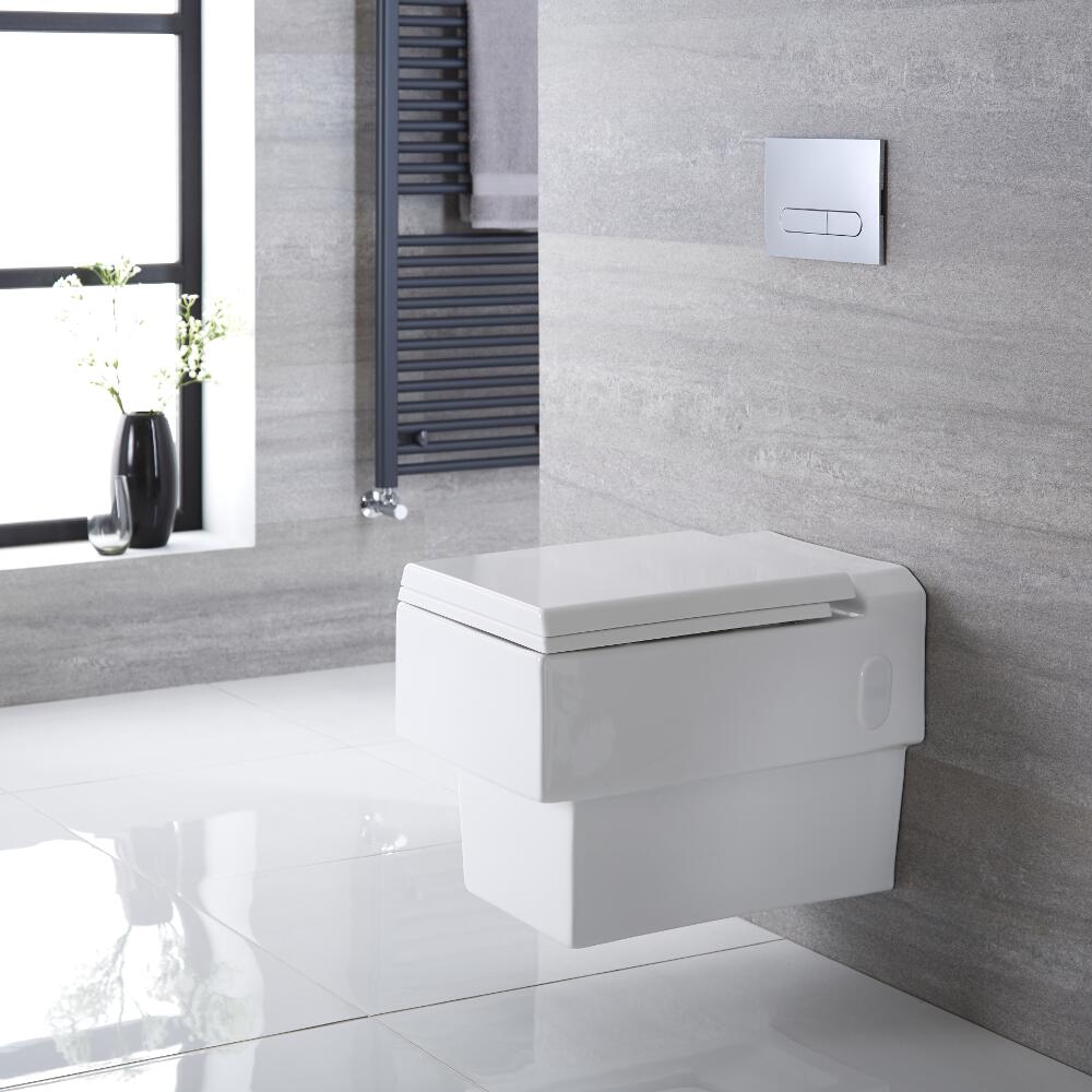 Westbury Hangend Keramiek Toilet incl WC Bril Vierkant Wit