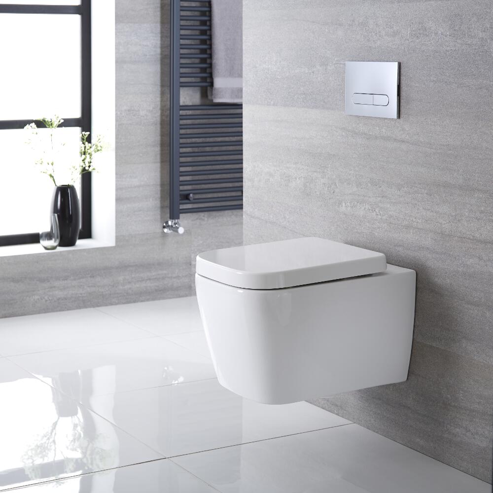Milton Hangend Keramiek Toilet incl WC Bril Vierkant Wit