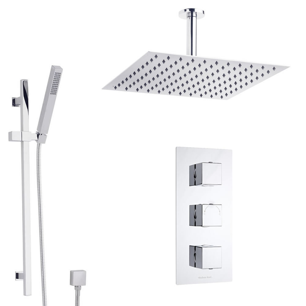 Kubix 2-weg Thermostatisch Doucheset met Glijstanguitrusting en Douchekop (40cm x 40cm)