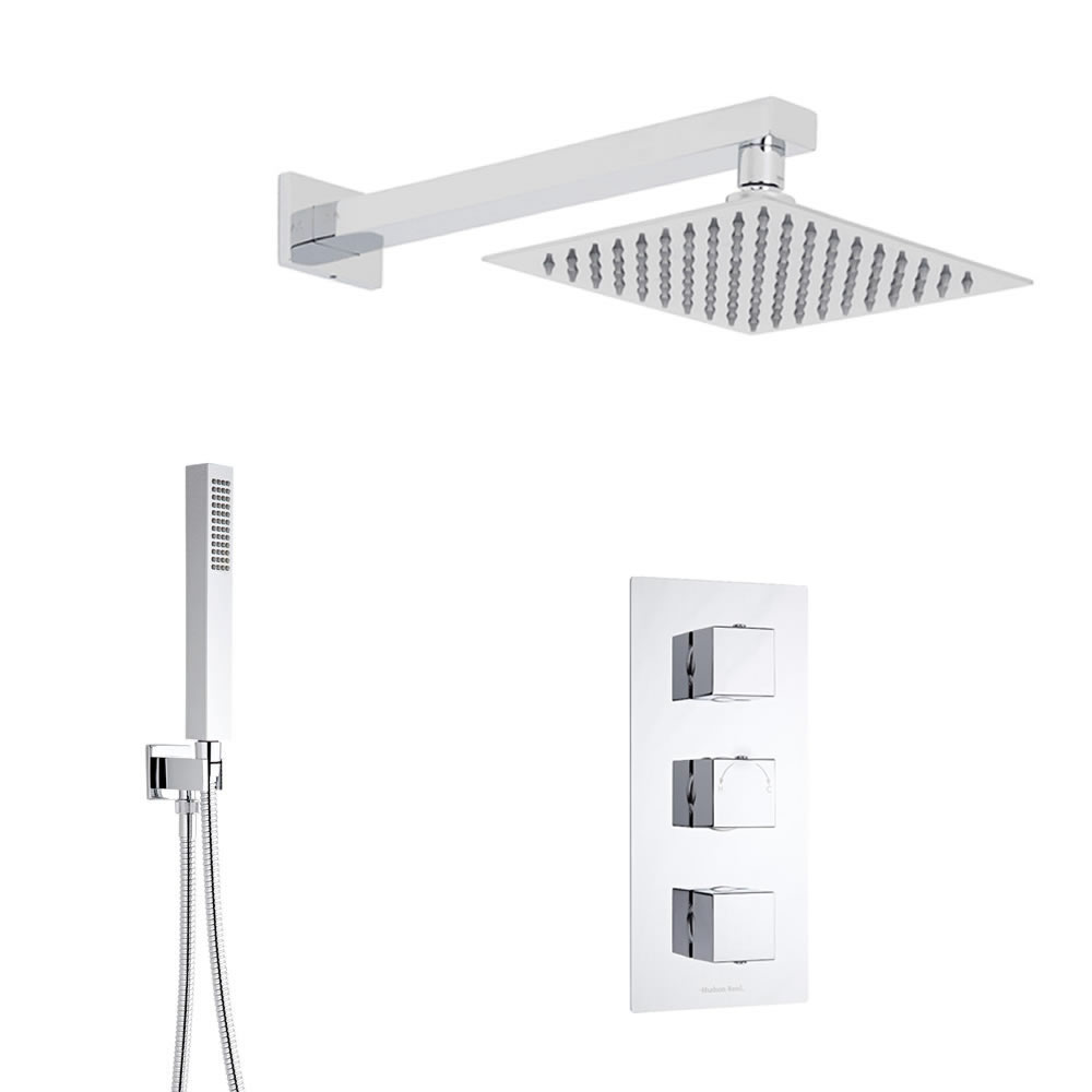 Kubix 2-weg thermostatisch doucheset zonder omstelkraan (douchekop 20x20cm)