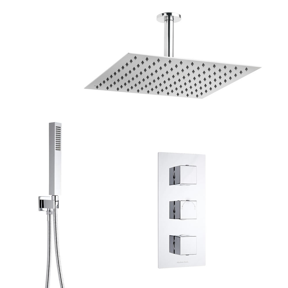 Kubix 2-weg thermostatisch doucheset zonder omstelkraan (douchekop 40x40cm)