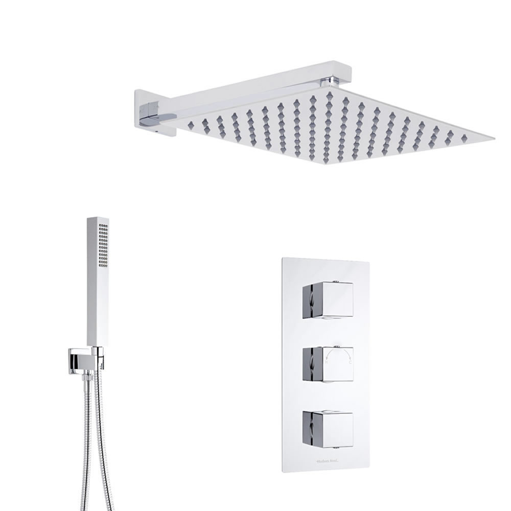 Kubix 2-weg thermostatisch doucheset zonder omstelkraan (douchekop 40x40cm)
