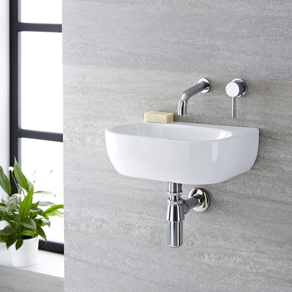 Hudson Reed Langtree - Keramische Wand Wastafel 420 x 280mm