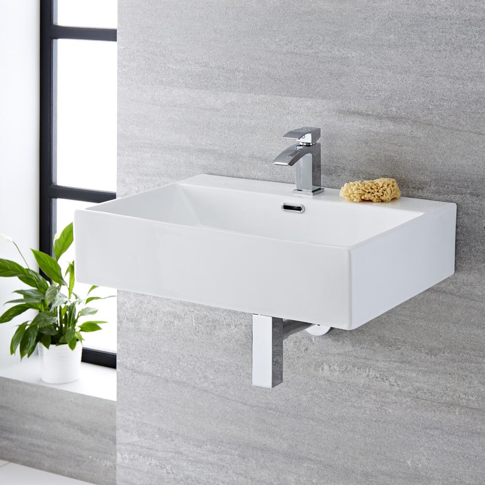 Sandford Opzetwastafel Wit Keramiek Rechthoekig 60cm x 24cm x 14,5cm