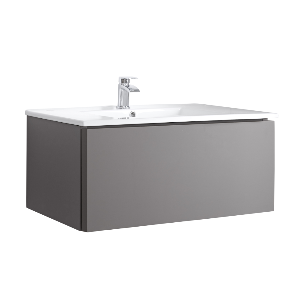 Newington Hangend Wastafelmeubel Mat Grijs incl. Keramische Wasbak - 100cm