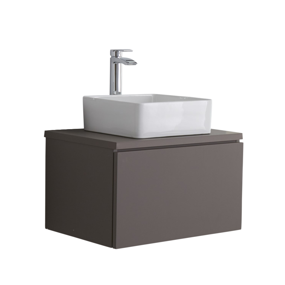 Newington Badkamermeubel Mat Grijs incl. Keramische Opzetwastafel 60cm