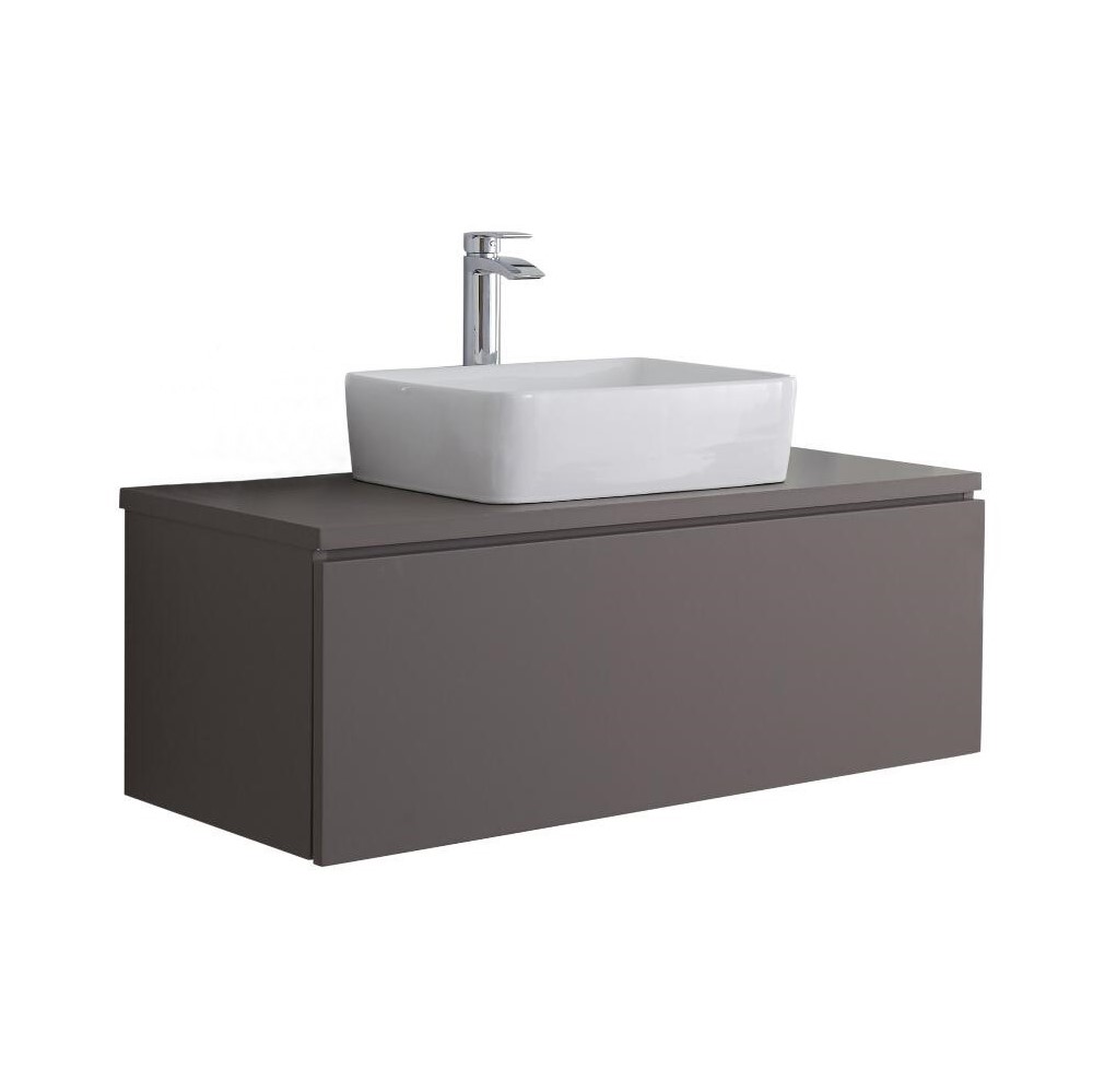 Newington Badkamermeubel Mat Grijs incl. Keramische Opzetwastafel 100cm