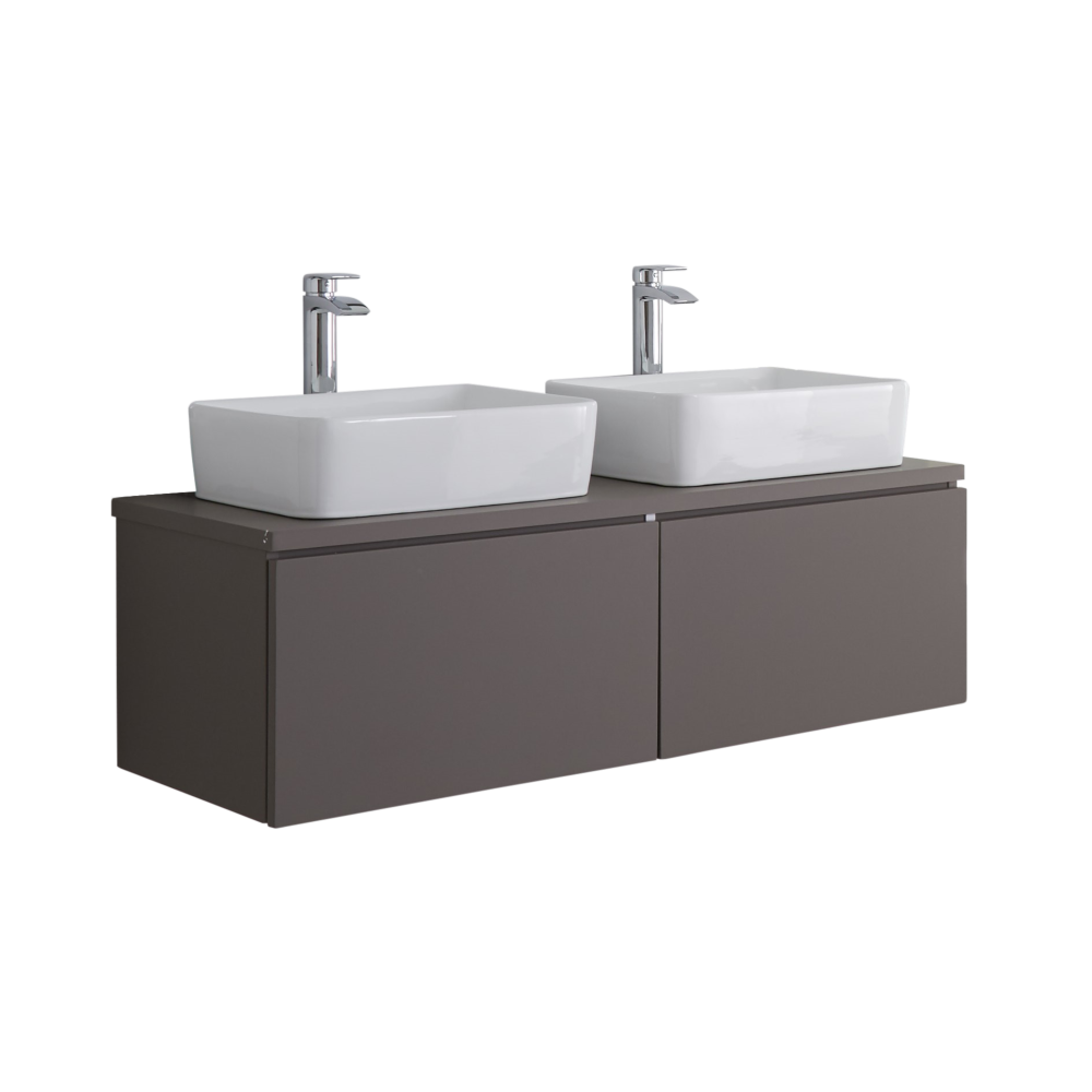 Newington Badkamermeubel Mat Grijs incl. 2 x Keramische Opzetwastafels 120cm