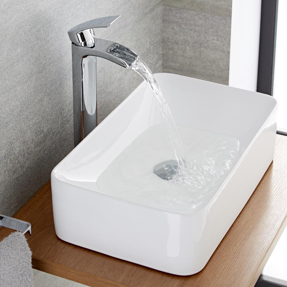 Waterfall Hoge Wastafelmengkraan - Chroom - 31,5cm hoog