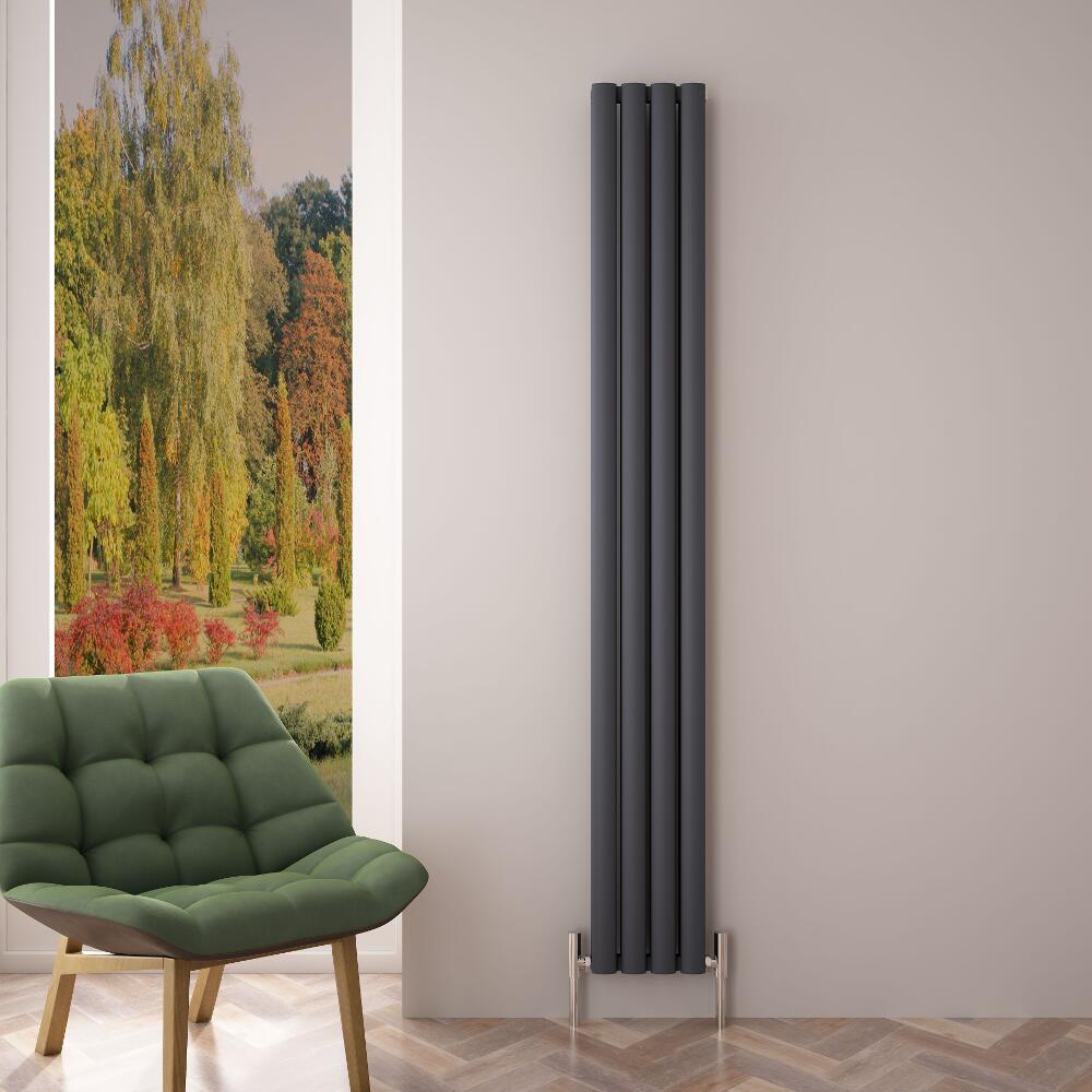 Revive Air Verticale Aluminium Dubbelpaneel Designradiator - 180cm x 23cm x 7,6cm Antraciet 1002Watt