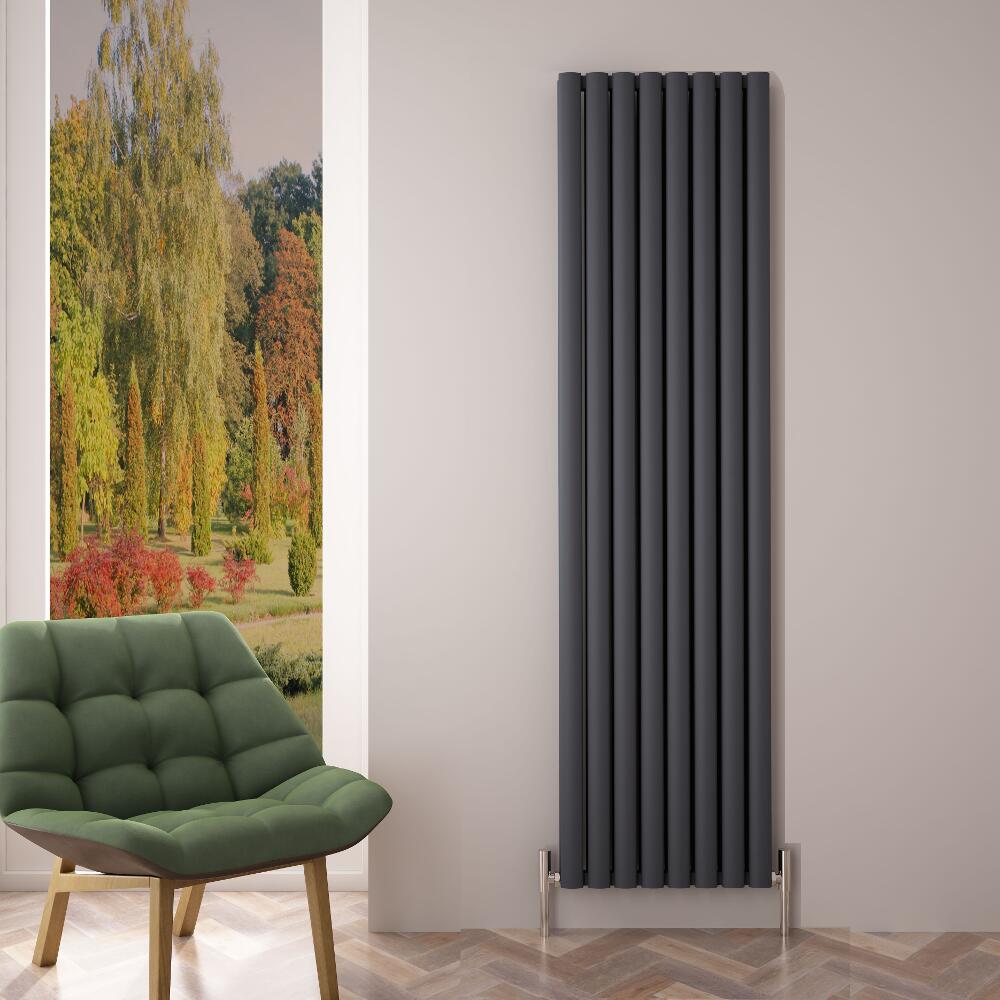 Revive Air Verticale Aluminium Dubbelpaneel Designradiator - 180cm x 47cm x 7,6cm Antraciet 2004 Watt