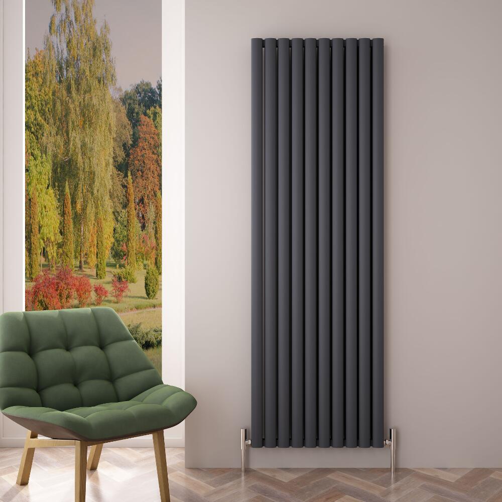 Revive Air Verticale Aluminium Dubbelpaneel Designradiator - 180cm x 59cm x 7,6cm Antraciet 2506 Watt