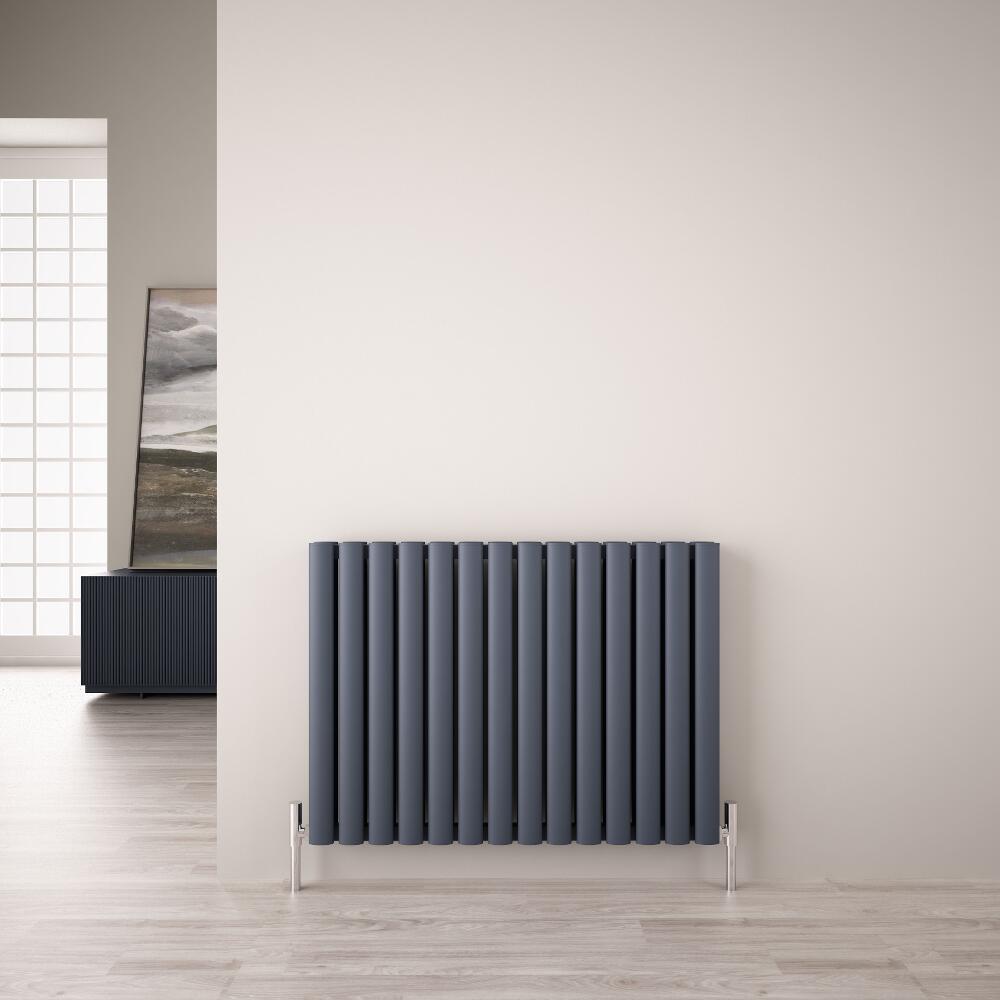 Revive Air Horizontale Aluminium Dubbelpaneel Designradiator 60cm x 83cm x 7,6cm Antraciet 1609 Watt