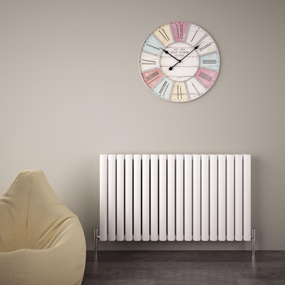 Revive Air Horizontale Aluminium Dubbelpaneel Designradiator - 60cm x 107cm x 7,6cm Wit 2067 Watt