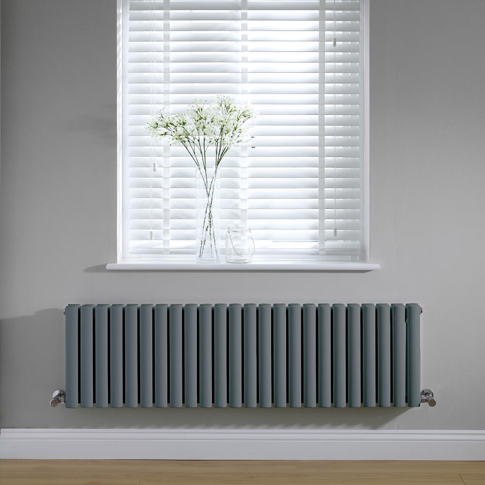 Revive Horizontale Dubbelpaneel Design Radiator Antraciet 40cm x 141,1cm x 7,8cm - 1485Watt