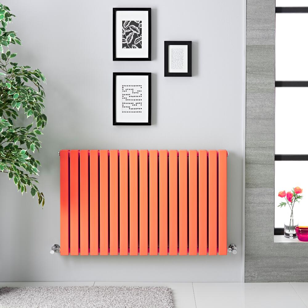 Sloane Designradiator Horizontaal Dubbel Paneel Licht Oranje 63,5cm x 100cm x 7,1cm 1022 Watt