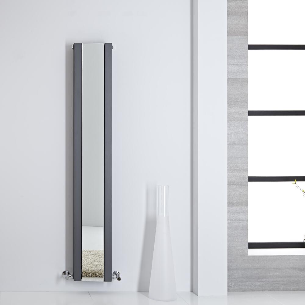 Sloane Spiegelradiator Verticaal Dubbelpaneel 160m x 26,5cm x 7,2cm Antraciet 789 Watt