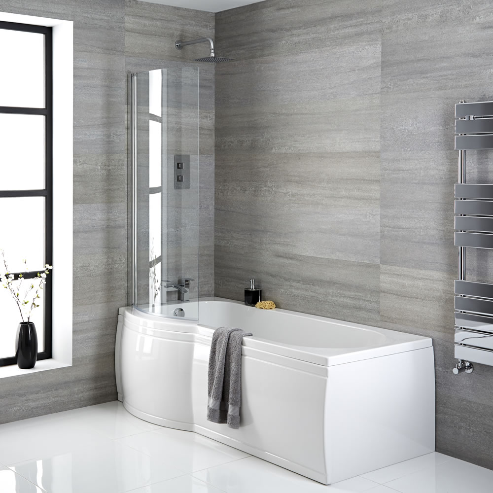 Hudson Reed Portland Douchebad Wit 167,5cm x 85cm Douchewand 140cm x 80cm Linker Uitvoering