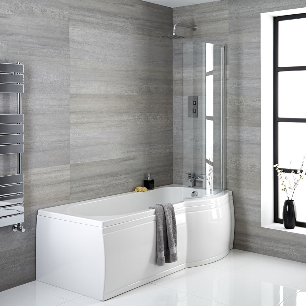 Hudson Reed Portland Douchebad Wit 167,5cm x 85cm Douchewand 140cm x 80cm Rechter Uitvoering