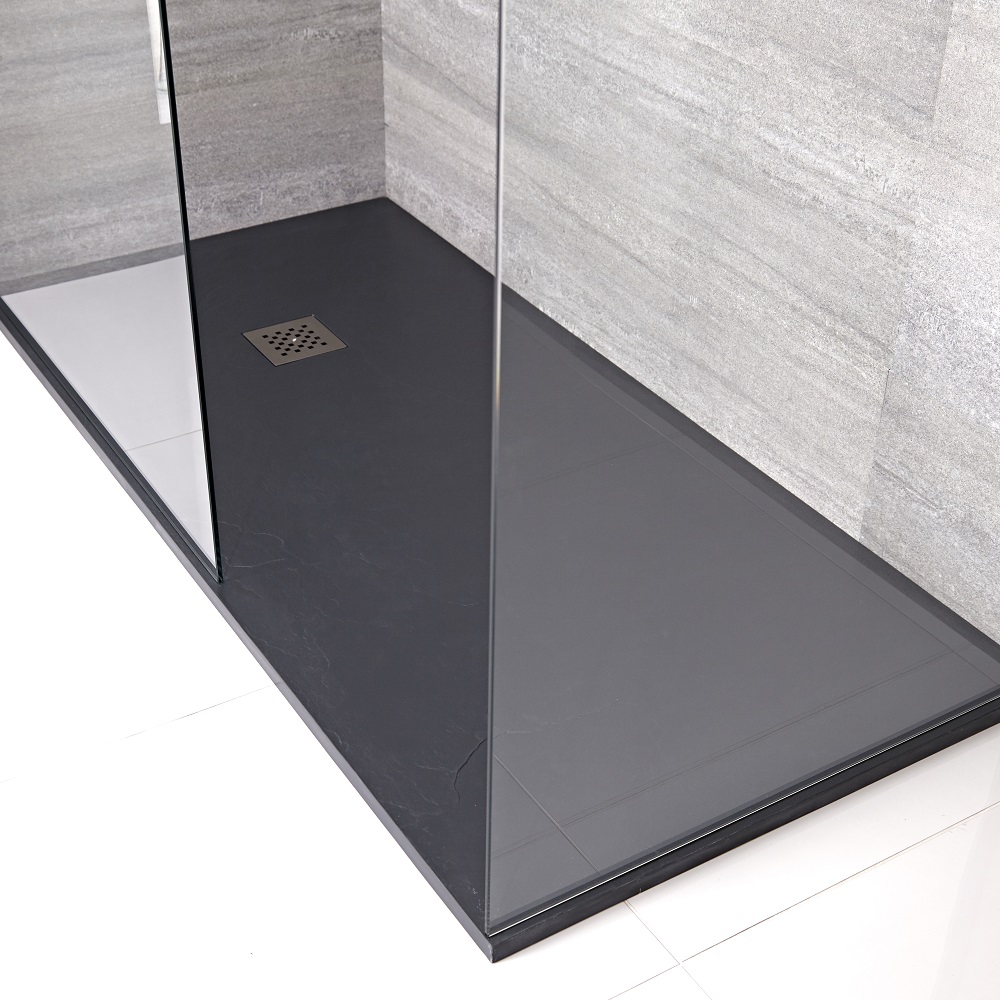 Kunststenen Douchebak + Doucheputje Rechthoek 120cm x 90cm x 3cm Antraciet