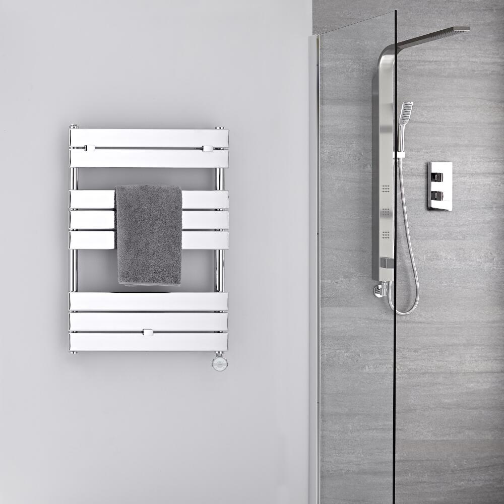 Verchroomd Stalen Elektrische Handdoekradiator incl 400 W Verwarmingselement - 84cm x 60cm