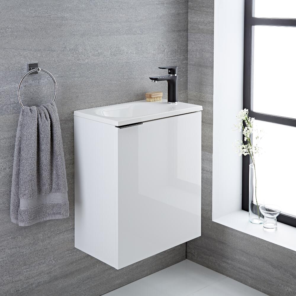 Randwick 50 x 30 x 60 cm Hangend Wastafelmeubel met Polymarmer Wasbak - Wit