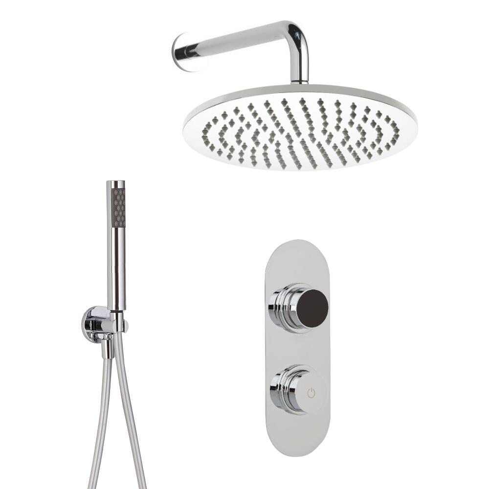 2-weg Digitale Thermostaatkraan + d.20cm Regendouchekop Muurbevestiging & Handdouchecombi