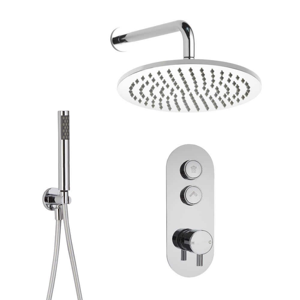 Idro 2-weg Thermostatische Drukknop Douche Handouche Combi en 30cm Regendouchekop