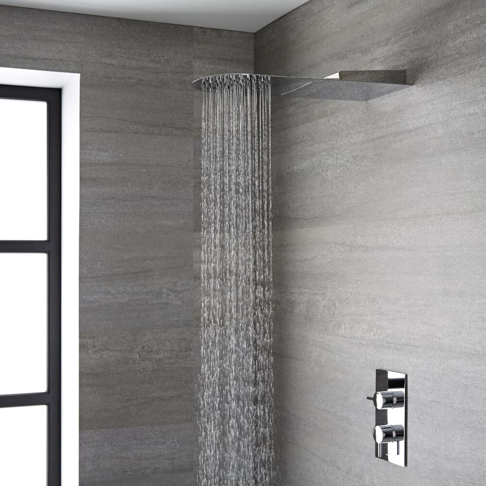Trenton Verchroomd RVS Douchekop met Waterval en Regendouche 20cm x 50cm